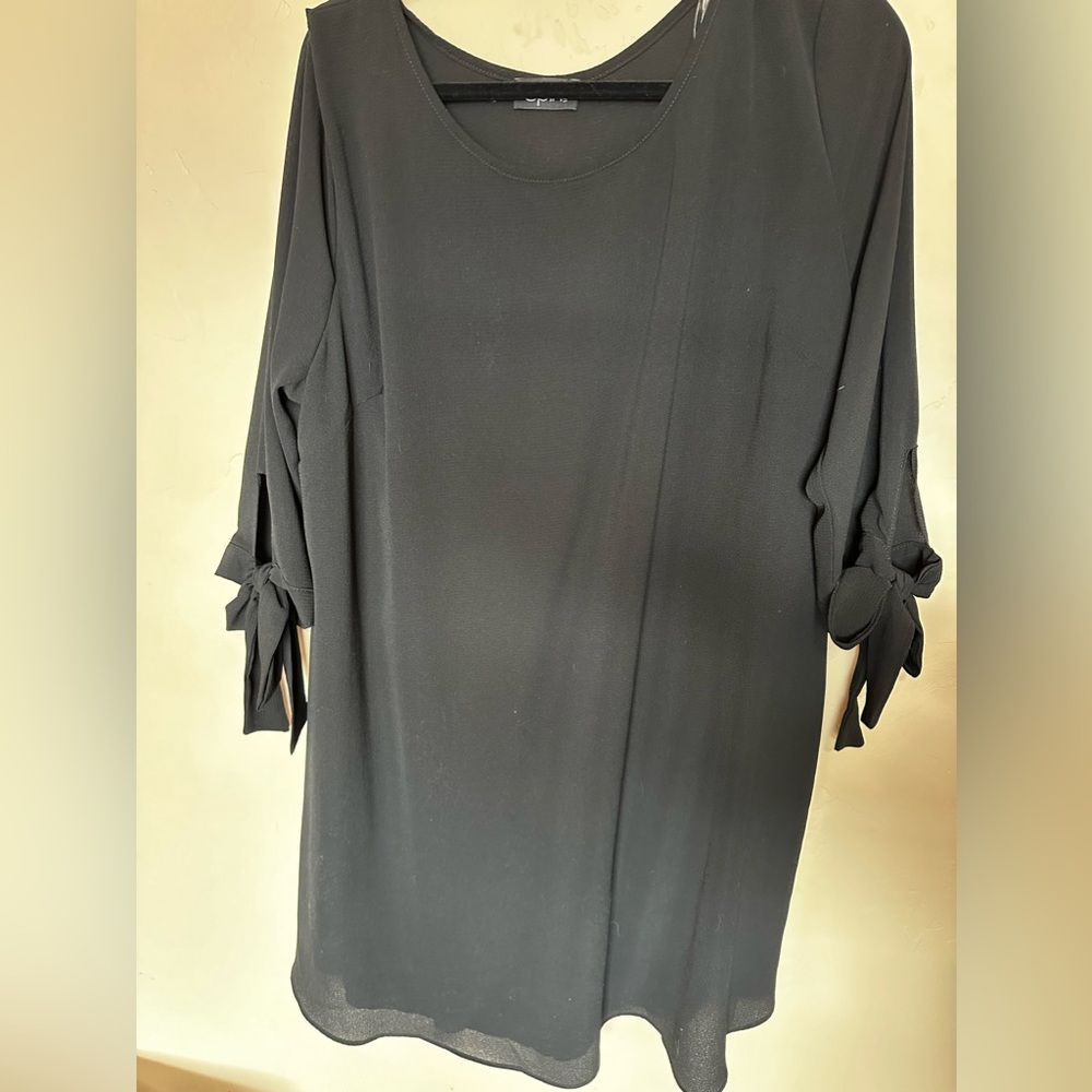 Spin A-Line Black Dress with cut out bows on sleeves